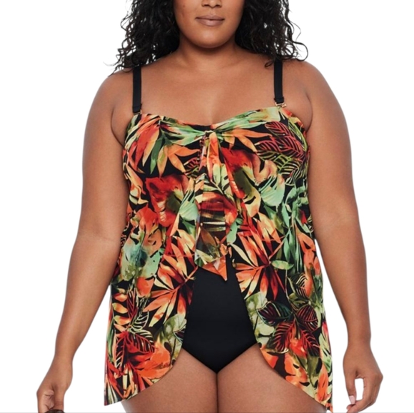 Ralph Lauren Midnight Tropical Flyaway Slimming‎ One-Piece Swimsuit Plus Size 22 - Picture 1 of 9